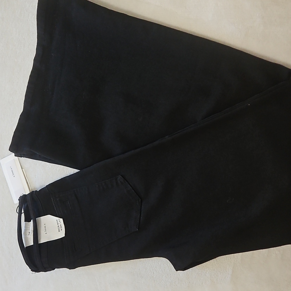 A Loves A High Rise Flare Wide Leg Denim: Black: Size- 24